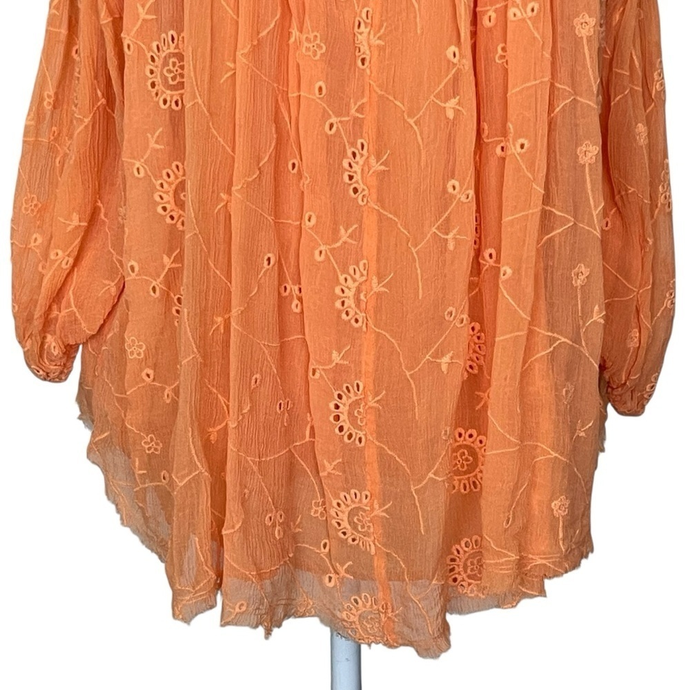 Anthropologie Floreat Maryana Open Shoulder Blouse Women’s Size XS Tangerine - Picture 9 of 11